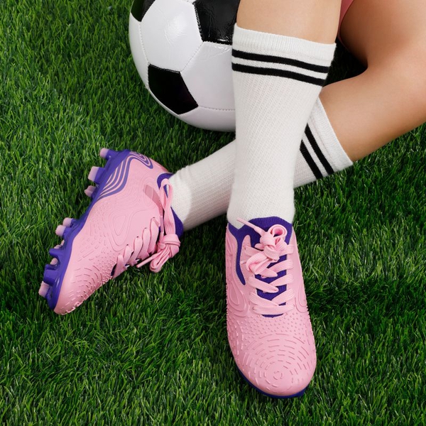 Kids Contoured Upper Soccer Shoes - PINK PURPLE - 1